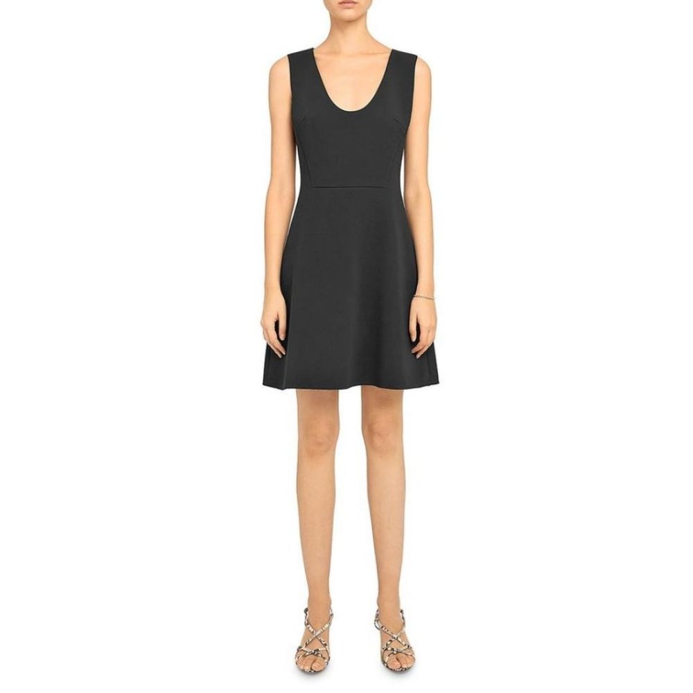 Theory Women's Scoop Flounce Dress, Black, 4 - New With Tag